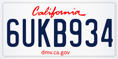 CA license plate 6UKB934