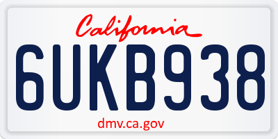 CA license plate 6UKB938
