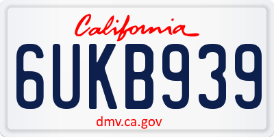 CA license plate 6UKB939