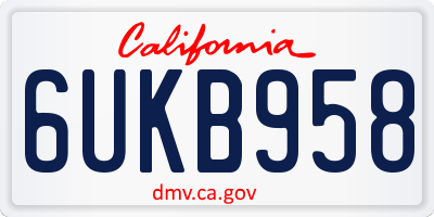 CA license plate 6UKB958
