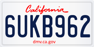 CA license plate 6UKB962