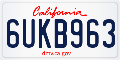 CA license plate 6UKB963