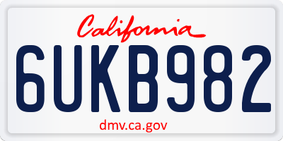 CA license plate 6UKB982