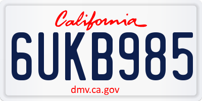 CA license plate 6UKB985
