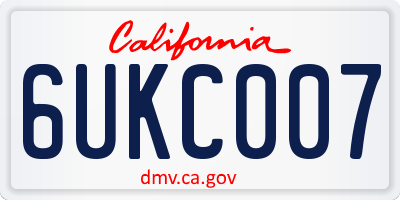CA license plate 6UKC007
