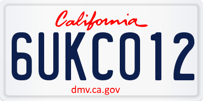 CA license plate 6UKC012