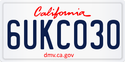CA license plate 6UKC030