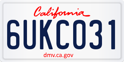 CA license plate 6UKC031
