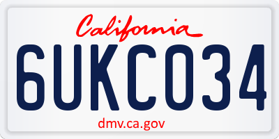 CA license plate 6UKC034