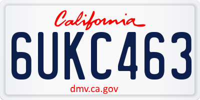 CA license plate 6UKC463