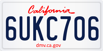 CA license plate 6UKC706