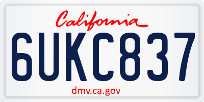 CA license plate 6UKC837