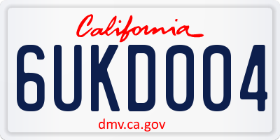 CA license plate 6UKD004