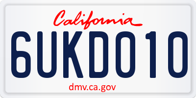 CA license plate 6UKD010