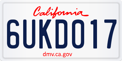 CA license plate 6UKD017