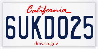 CA license plate 6UKD025