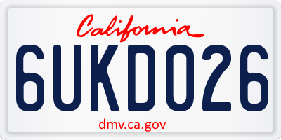 CA license plate 6UKD026