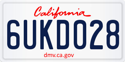 CA license plate 6UKD028