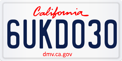CA license plate 6UKD030
