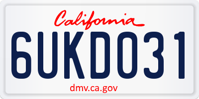 CA license plate 6UKD031