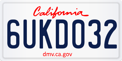 CA license plate 6UKD032