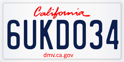 CA license plate 6UKD034