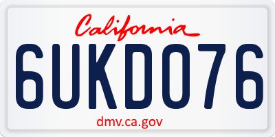 CA license plate 6UKD076