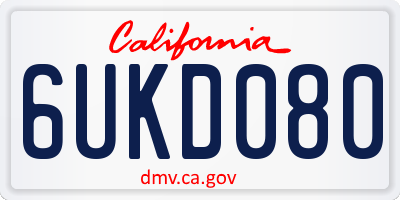 CA license plate 6UKD080