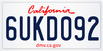 CA license plate 6UKD092