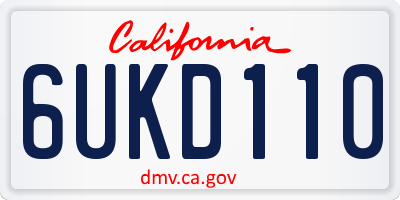 CA license plate 6UKD110
