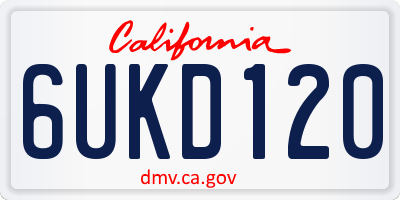 CA license plate 6UKD120