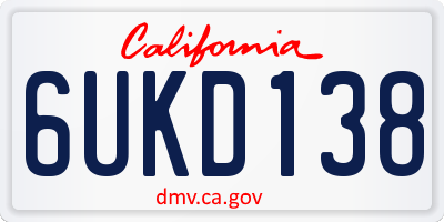 CA license plate 6UKD138