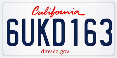 CA license plate 6UKD163