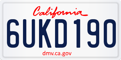 CA license plate 6UKD190