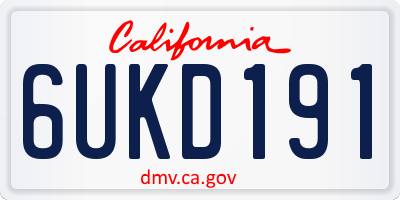 CA license plate 6UKD191