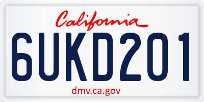 CA license plate 6UKD201