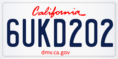 CA license plate 6UKD202