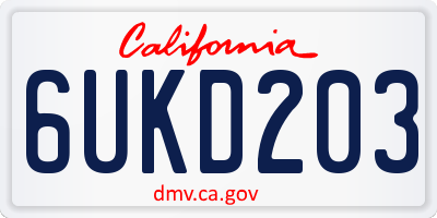 CA license plate 6UKD203