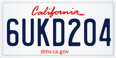 CA license plate 6UKD204