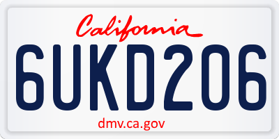 CA license plate 6UKD206