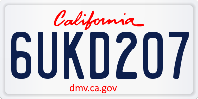 CA license plate 6UKD207