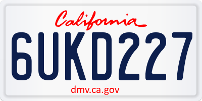 CA license plate 6UKD227