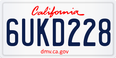 CA license plate 6UKD228