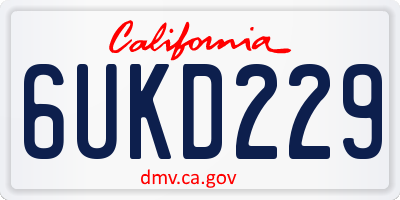 CA license plate 6UKD229