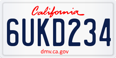 CA license plate 6UKD234