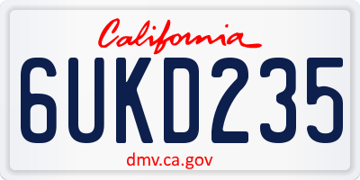 CA license plate 6UKD235