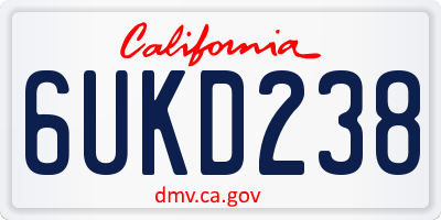 CA license plate 6UKD238