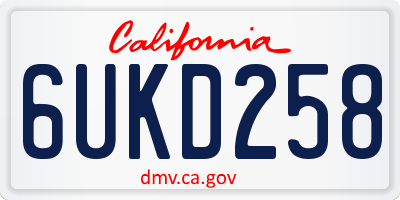 CA license plate 6UKD258