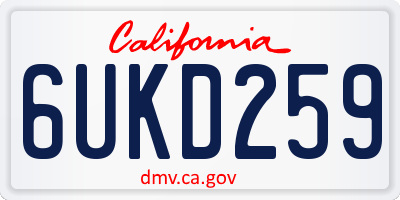 CA license plate 6UKD259