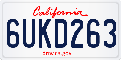 CA license plate 6UKD263